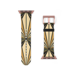 Art deco sunburst watch band, geometric vintage apple strap - bands