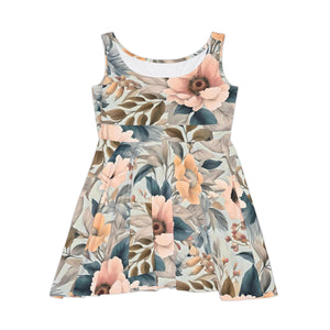 Pastel delicate flower pattern, Women's Skater Dress (AOP)