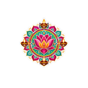 Colorful lotus mandala kiss-cut vinyl decal - home decor decals