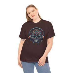 Skull with headphones, Unisex Heavy Cotton Tee
