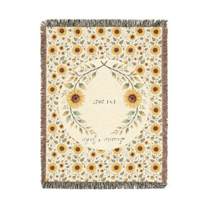 Personalized, Sunflower & Midnight Floral Woven Throw Blanket