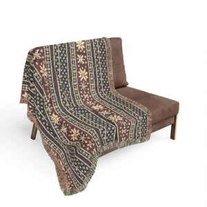 Boho color banding running across a DipaliZ woven throw blanket
