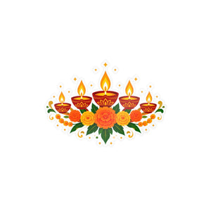 Diwali floral diyas kiss-cut vinyl decal - home decor decals