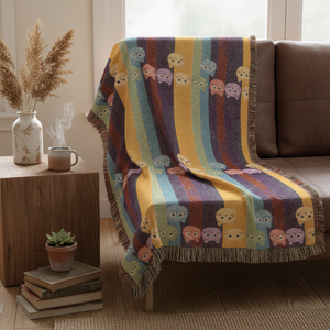 Woven Throw Blanket — Colorblock Striped Pattern Cozy Home Decor