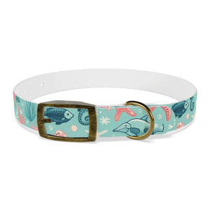 Sea Life Dog Collar — Aqua Fish & Coral Pattern for Pets