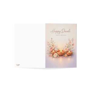 Happy diwali greeting card – floral diyas festival of lights design - cards
