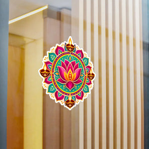 Colorful lotus mandala kiss-cut vinyl decal - home decor decals
