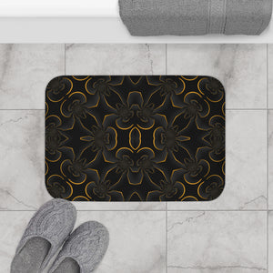 iDigitalStock, golden abstract pattern on black, Bath Mat