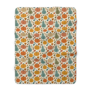 DipaliZ gourd pattern fleece blanket with a plush sherpa reverse