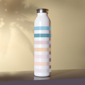 Colorful stripes in pastel colors, Slim Water Bottle