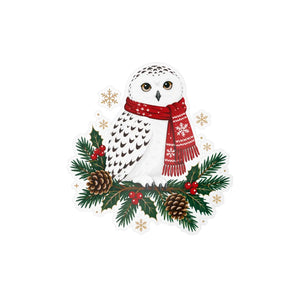 Christmas snowy owl kiss-cut vinyl decal - home decor decals