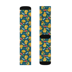 Rubber Duck Pattern Socks — Cute Yellow Duck Sublimation Crew Socks