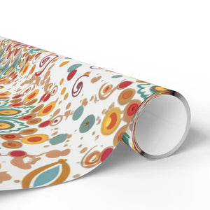 Wrapping Paper Roll — Boho Floral Medallion Gift Wrap (Retro Teal, Mustard & Coral)