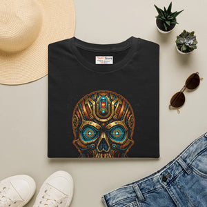 Steampunk cyber skull t-shirt, futuristic mechanical graphic tee - t-shirts