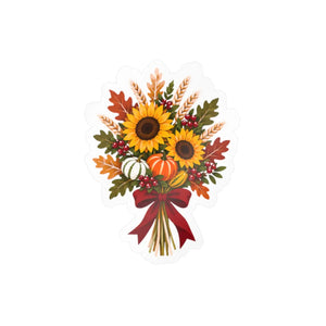 Autumn sunflower bouquet kiss-cut vinyl decal - home decor decals