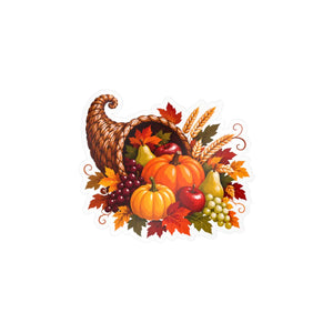 Thanksgiving harvest cornucopia kiss-cut vinyl decal - home decor decals