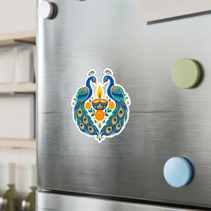 Peacock diya kiss-cut vinyl decal - home decor decals