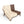 Brown chair with a floral-patterned beige blanket draped over it on a white background