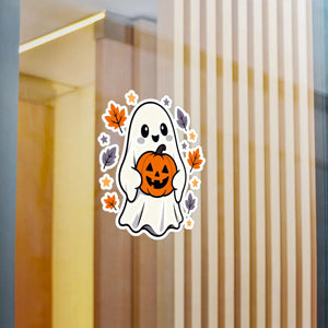 Cute ghost pumpkin halloween kiss-cut vinyl decal - home decor decals