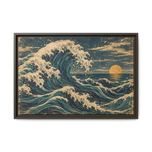 Framed canvas wall art vintage japanese great wave ocean print - printable