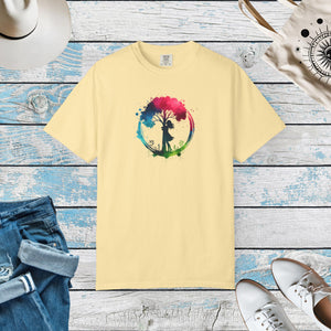 A girl hugging a tree World Environment Day Unisex Garment-Dyed T-shirt