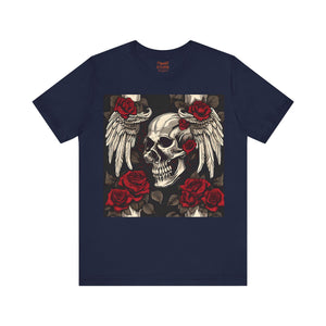Skulls, Roses and wings for Halloween , Unisex Jersey Short Sleeve Tee