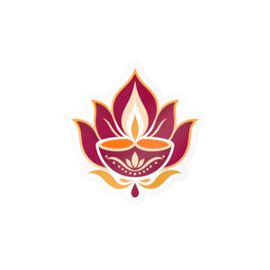 Lotus diya kiss-cut vinyl decal - home decor decals