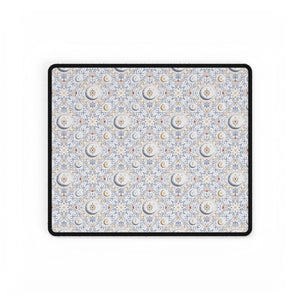 Floral Moon Pattern Desk Mat — Large Decorative Mousepad for Home Office