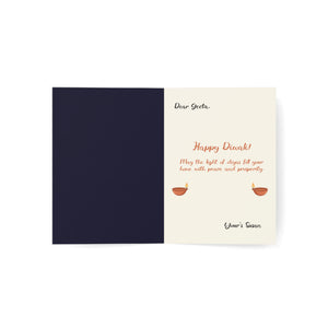 Personalized, Diwali Greeting Card – 'Happy Diwali' Rangoli & Diyas (Single or Bulk Pack)