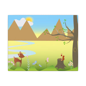 A scenery with a Squirrel and a Deer , Matte Canvas, Stretched, 0.75"