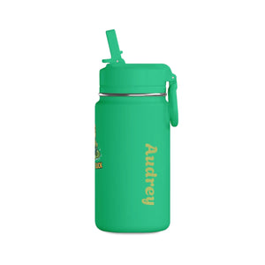 Pink Mini Water Bottle with Cute Frog "Toad-ally Slick" Design — Personalized Kids Straw Bottle