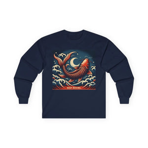 Japanese koi dragon ocean waves “keep moving” long sleeve tee - t-shirts