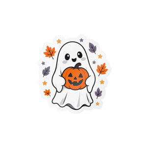 Cute ghost pumpkin halloween kiss-cut vinyl decal - home decor decals