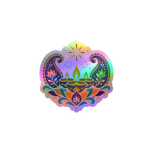 Diwali lotus paisley diyas kiss-cut vinyl decal - home decor decals