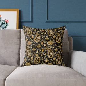 Vintage Black and Gold Paisley Pillow