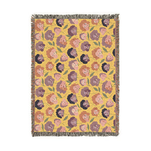 Floral Woven Blanket — Retro Rose Pattern Throw for Cozy Home Decor