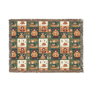 Cozy Cabin Patchwork Woven Blanket — Rustic Lodge Throw for Living Room & Cabin Decor