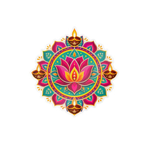 Colorful lotus mandala kiss-cut vinyl decal - home decor decals