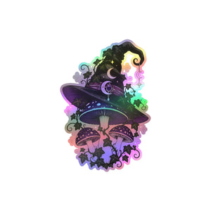 Mystical witch hat mushroom kiss-cut vinyl decal - home decor decals