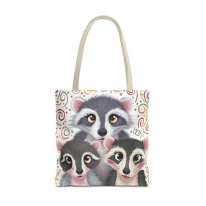 Three Racoons, All Over Print Tote Bag
