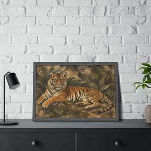 Framed paper poster – resting tiger in tropical jungle - posters