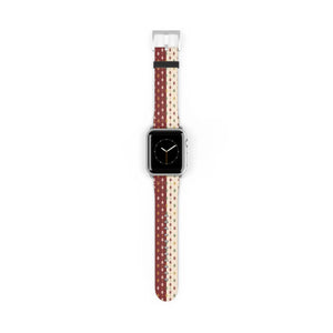 Vintage Holiday Pattern Watch Band — Red & Cream Nordic Stripe Apple Watch Band