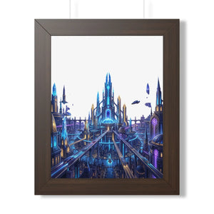 Dipaliz a futuristic city framed vertical poster - posters prints & visual artwork
