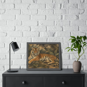 Framed paper poster – resting tiger in tropical jungle - posters