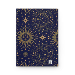 Celestial Sun & Moon Hardcover Journal — Midnight Starry Notebook