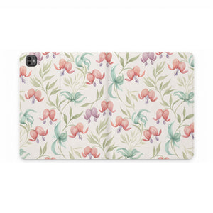 Floral Watercolor Tablet Folio Case — Pink Bleeding Heart Pattern