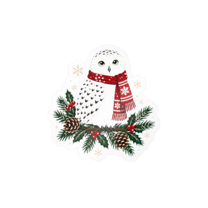 Christmas snowy owl kiss-cut vinyl decal - home decor decals