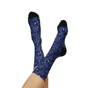 Blue Hanukkah Menorah Socks