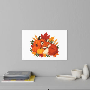 Autumn fox and pumpkins fall wall decal - decals