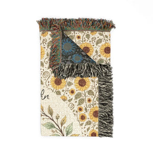 Personalized, Sunflower & Midnight Floral Woven Throw Blanket